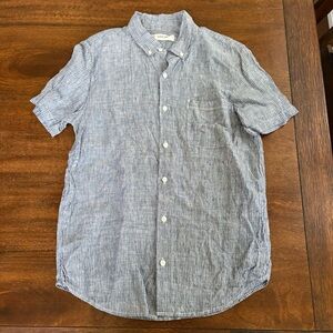 Everlane Blue White Stripe Linen Button Down SS Shirt European Flax Men S